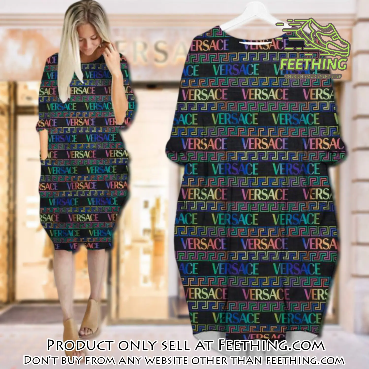 Gianni versace multicolor batwing pocket dress luxury brand for women pd062 ft4835904